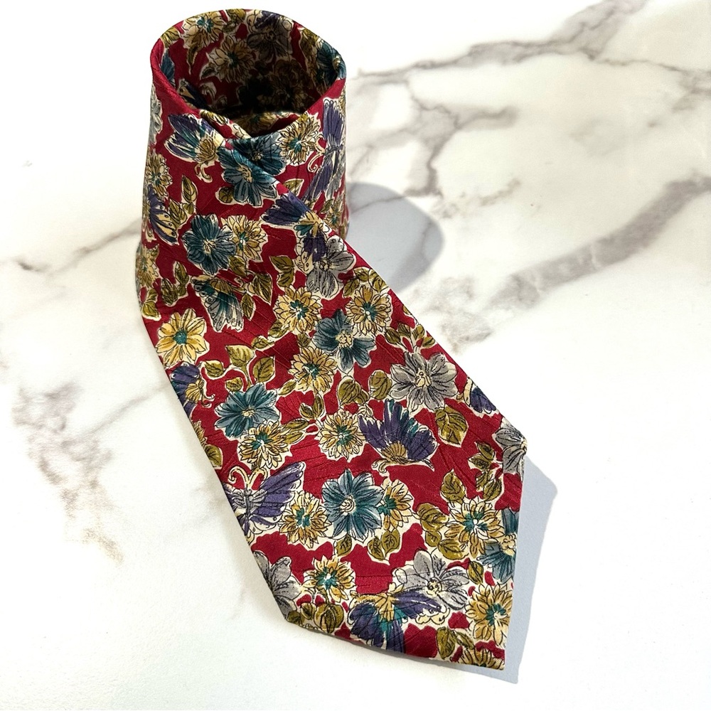 Ermenegildo Zegna Silk Tie Burgundy Earthy Goblincore Hobbit Dark Academia